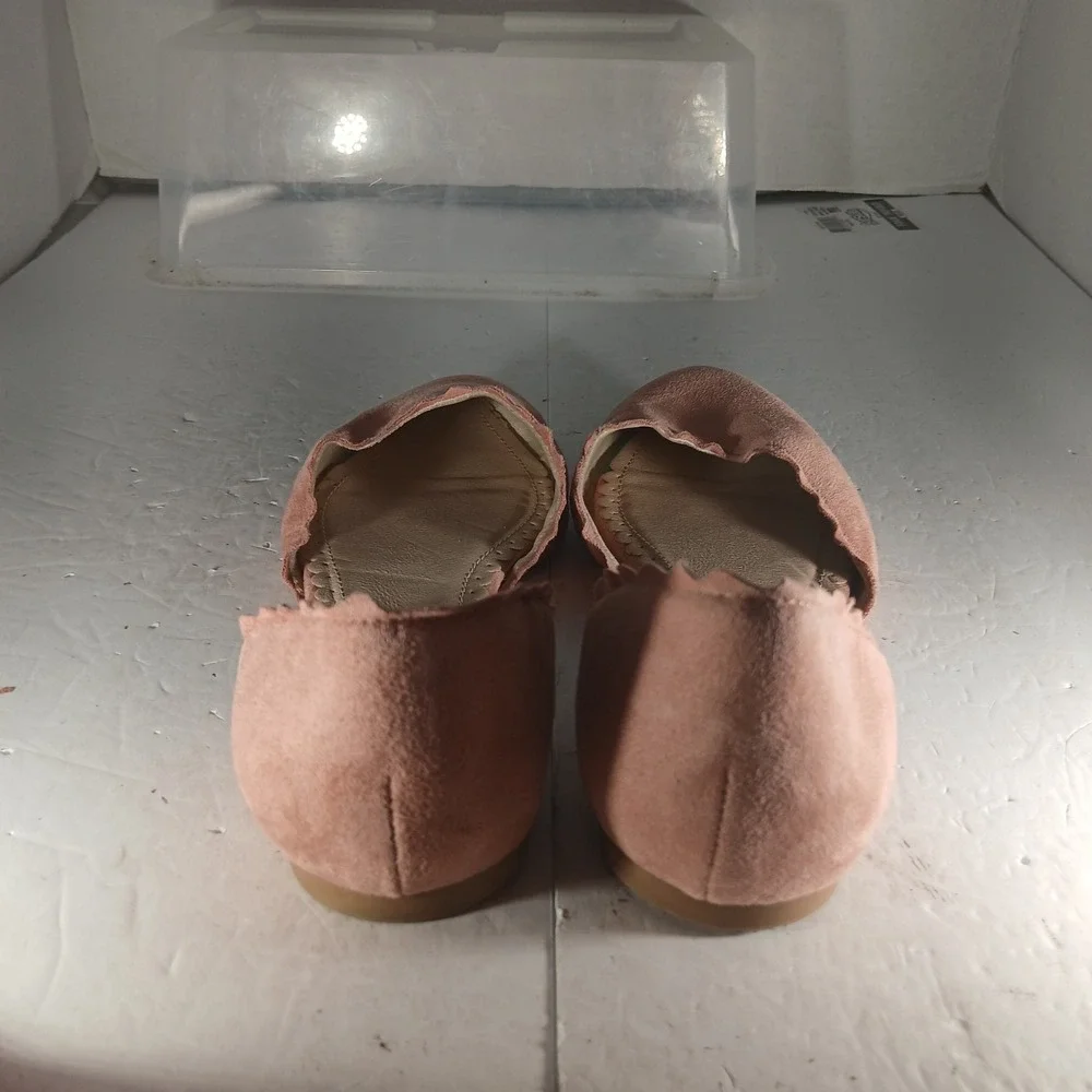 Restricted D'Orsay Flats 7.5 Pink Scalloped Pointed Toe Faux Suede Balletcore